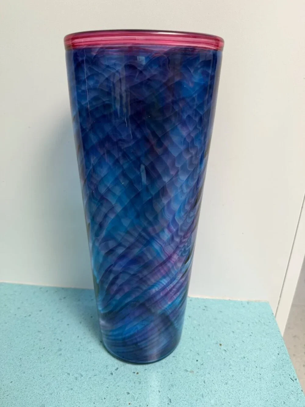 C.B. Glass Curtiss Brock Studio Art Glass 13 Inch Vase Signed Large Vintage